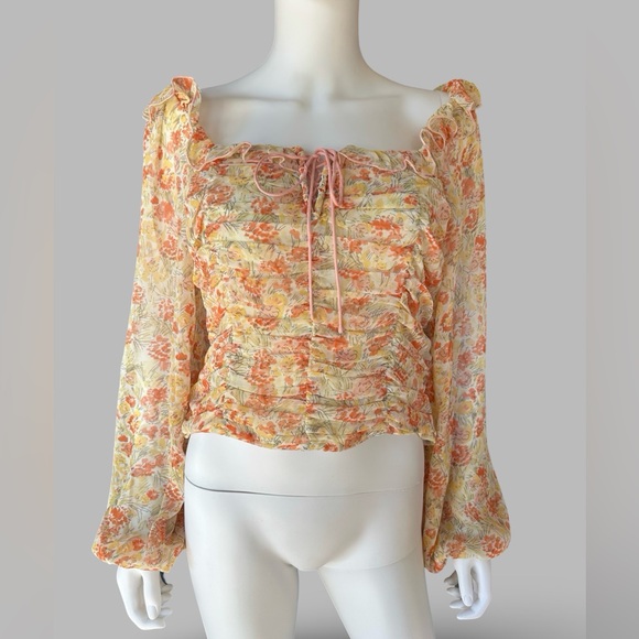 Free People Mabel Floral Printed Boho Blouse Medium NWT - Picture 3 of 8